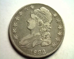 1833 BUST HALF DOLLAR O.110 VERY FINE / EXTRA FINE+ VF/XF+ NICE ORIGINAL VF/EF+ - Bild 1 von 2