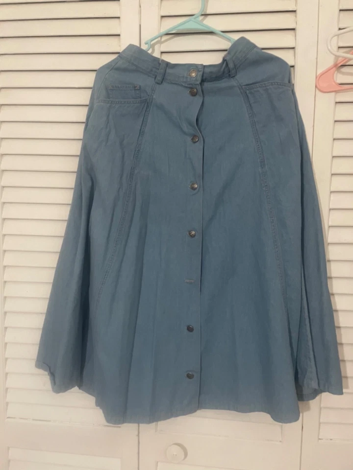 (r)elativity средней стирки джинсовой ткани midi длины панель юбка размер 16-18 - Изображение 1 из 1