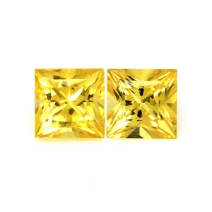 Ceylon (Sri Lanka) Princess Yellow Sapphire Pair 0.84CT - Picture 1 of 6