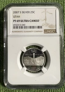 2007-S Silver Proof Utah 25C - NGC PF69 UCAM State Quarter Ultra Cameo - Picture 1 of 2