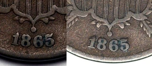 1865  Two Cent Piece - Repunched Date Error - Picture 1 of 2