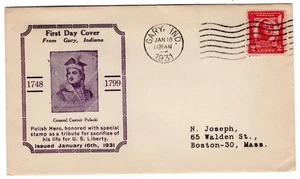 #690 Pulaski 1931 FDC - Planty #13 N. Joseph Gary IN - Picture 1 of 2