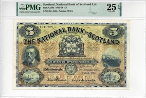 Scotland National Bank of Scotland 5 Pounds Banknote 1955 PMG 25 VF EPQ - Picture 1 of 4