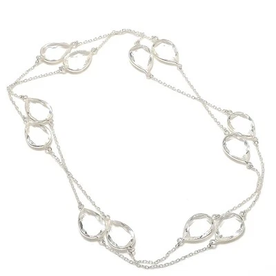 Collar de piedras preciosas de topacio blanco hecho a mano diseño antiguo cadena joyería 36" CH 3536 Foto 1 de 4