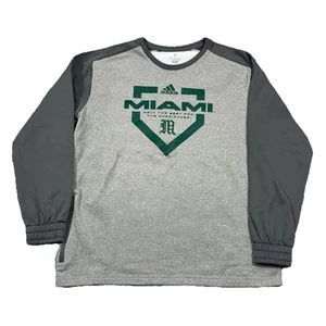 Adidas Miami Hurricanes Herren XL grau grün Fleece gefüttert Pullover Shirt - Bild 1 von 9