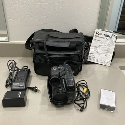 Panasonic Palmcorder IQ PV-IQ205D VHS-C Camcorder Charger Cords Manual Bag Works - Image 1 of 4