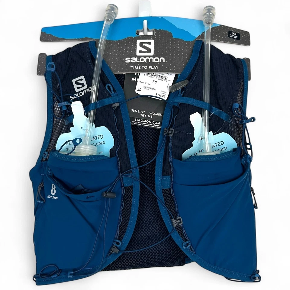 NUEVO Salomon ADV Skin 8 W, Chaleco de Hidratación y Almacenamiento con 2 Frascos de 500 ml para Mujer XS Foto 1 de 4