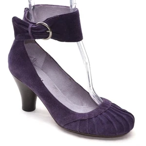 Ladies Biviel BV2235 Ankle Strap Back Zip Pumps 37 / 6.5 Purple Suede Heel Shoes - Picture 1 of 6