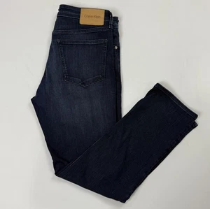 Pantalones de mezclilla ajustados elásticos rectos Calvin Klein Jeans para hombre 33x30 azul - Imagen 1 de 10