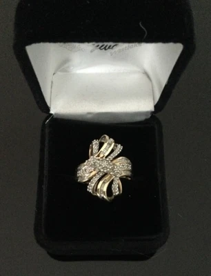 10K YELLOW GOLD DIAMOND Bow shape Cocktail Art Deco RING - 5 GRAMS - SIZE 7 DsVa - Image 1 of 4