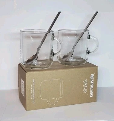 Nespresso Vertuo Gran Lungo чашки комплект из 2 чашек с ложками Бесплатная доставка - Изображение 1 из 4