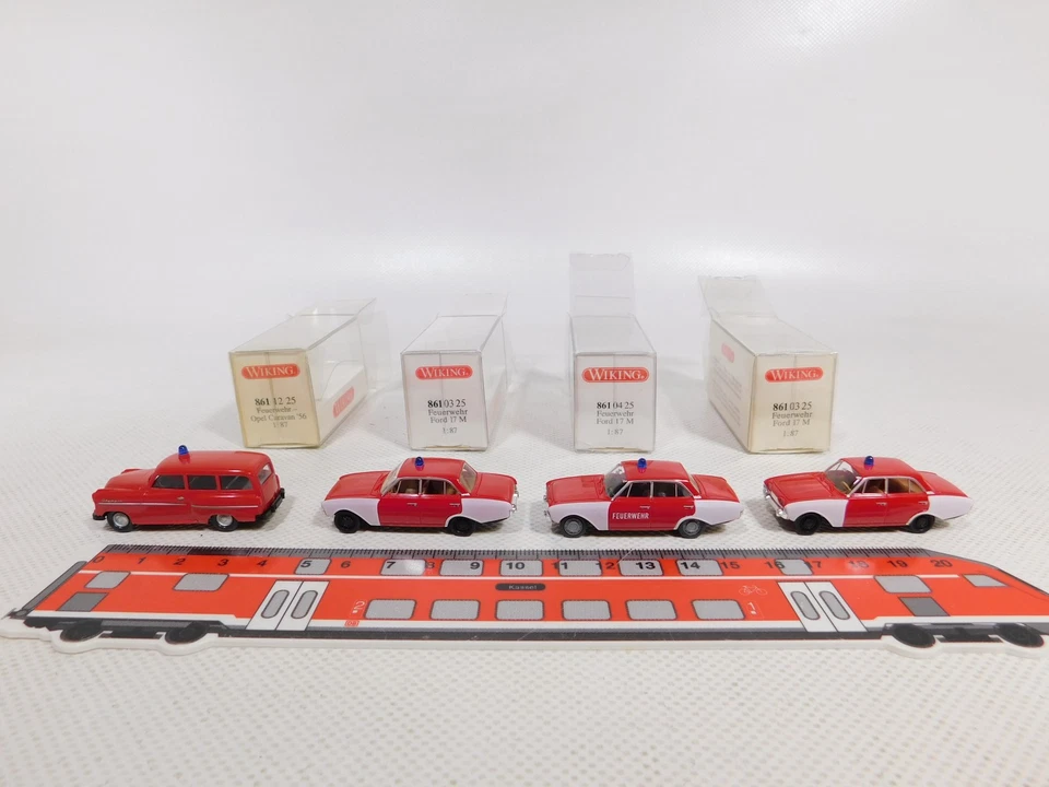 4x Wiking H0 1:87 861 Opel Bomberos FW 17 M Caravana '56 Mint Box #DP623-0,5 - Imagen 1 de 4