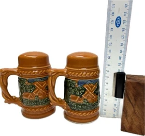 Vintage Salt and Pepper shakers set beer stein made japan retro kitchen kitch - Picture 1 of 9