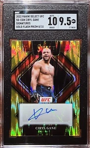 2022 Select UFC Ciryl Gane Auto SIGNATURES GOLD FLASH PRIZM /10 SSP SGC 9.5 - Picture 1 of 2