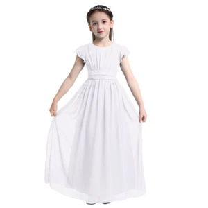 Girl Chiffon Princess Dress Pageant Wedding Bridesmaid Birthday Party Long Skirt - Picture 1 of 128