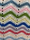 Handmade Crocheted Lapghan Throw Multicolor Ripple 41” x 43” (A-69)