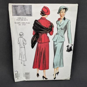 Vintage Vogue 2476 Misses Jacket & Skirt 1949 Original Sewing Pattern 18 20 22 - Picture 1 of 4