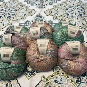 9 Skeins Lana Grossa Multicolor Yarn Linen Vicose Cotton Blend Same Lot Italy - Picture 1 of 6