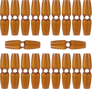 20Pcs Toggle Buttons Wooden Coat Horn Buttons Big Hole Wood Vintage Coat Button - Picture 1 of 9