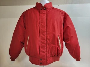 Members Only Red / Tan Accent Puffer Winter Zip Up Jacket Vintage Size 42 Large - Picture 1 of 21