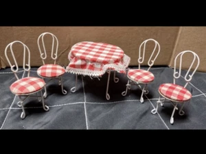 Puppenhaus Eisdiele Terrasse Set Tisch 4 Stühle 1:12 Garten Cafe Zimmer Box - Bild 1 von 6