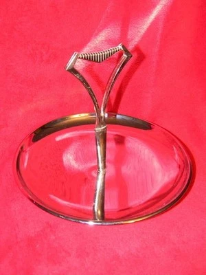 Bandeja de postre sándwich KROMEX vintage MCM cromada entremeses con mango Foto 1 de 4