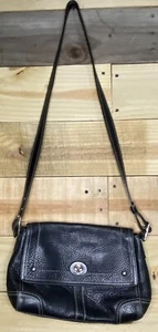 Coach Black Pebbled Leather Flap Turnlock Shoulderbag Crossbodybag E0968-F513957 - Picture 1 of 16
