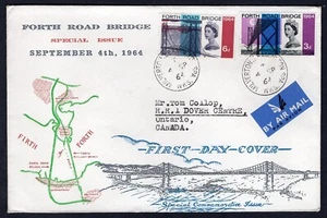 GB 1964 FDC Cover. Forth Road Bridge. Milverton to Canada - Picture 1 of 2