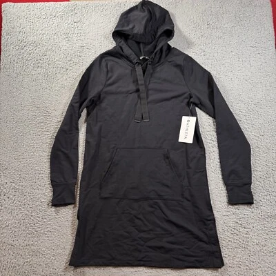 NUEVO Vestido Athleta Surrey Hills Para Mujer’s M Negro Sudadera con Capucha Terry Francés Relajado $118 Foto 1 de 4