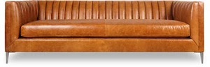 Sofa 3 Sitzer Couch Chesterfield Polster Sitz Garnitur Leder Hellbraun Textil - Bild 1 von 12