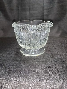 Vintage Indiana Clear Glass Diamond Point Scalloped Footed Jar/Dish - Picture 1 of 12