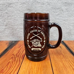 Glass Barrel Mug/Stein United States of America Bicentennial 1776-1797 Cannon - Picture 1 of 12