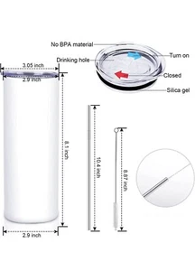 20 Unzen Edelstahl dünner Becher doppelwandig isoliert - weiß - 7er Pack - Bild 1 von 6
