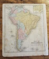 Antique Hand Colored MAP - SOUTH AMERICA - Common School Geography 1873