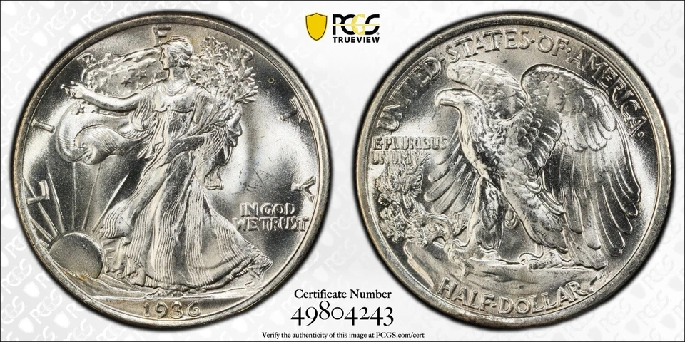 1936 WALKING LIBERTY HALF DOLLAR DDO FS-102 PCGS MS65 CAC LOW POPULATION (H103) - Image 1 of 4