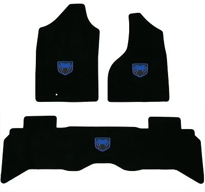 Lloyd Mats LUXE 3 件套垫 2005 - 2006 道奇 SRT-10 Viper 卡车 * 蓝色毒蛇头 * — 第 1/4 张图片