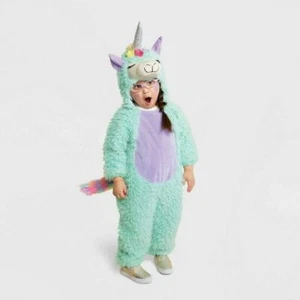 Toddler Infant Rainbow Pastel Llama Unicorn Furry Jumpsuit Costume Size 18-24M - Picture 1 of 1