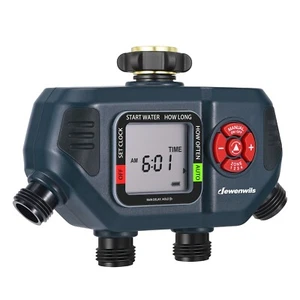 DEWENWILS Sprinkler Timer 4 Zone Outdoor Garden Water Hose Timer Big Screen - Picture 1 of 13