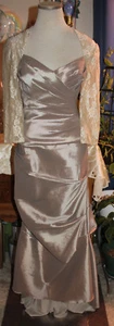 Camille La Vie gold taffeta lace 2 pc bridesmaids evening formal top & skirt 6 - Picture 1 of 4