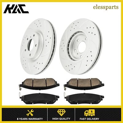 Front Drilled Disc Rotors +Brake Pads For Infiniti EX35 EX37 G25 M35 New - Image 1 of 4