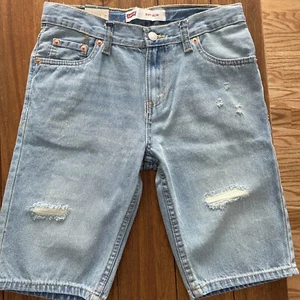 Levi's Boy's 511 Adjustable Waistband Slim Fit Distressed Denim Shorts Size 14 - Picture 1 of 5