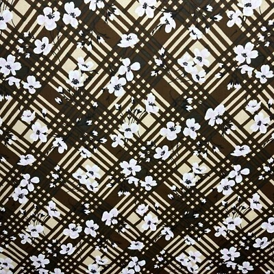 DE COLECCIÓN TEXFI IMPRESSIONS INC. Material Tela Groovy Retro Años 70 Flor Rosa Marrón Foto 1 de 4