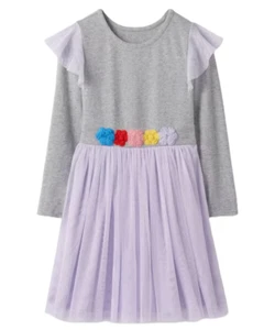 Hanna Andersson Girl's Long Sleeve Crochet Flower Tulle Dress - Soft Violet - Picture 1 of 1