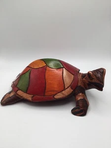 Hand Carved Hand Painted Wooden Turtle Tortoise Sea Turtle - Picture 1 of 4