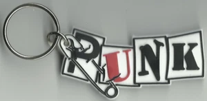 PUNK safety pin logo PVC KEYRING KEYCHAIN sex pistols clash damned SEALED - Picture 1 of 3