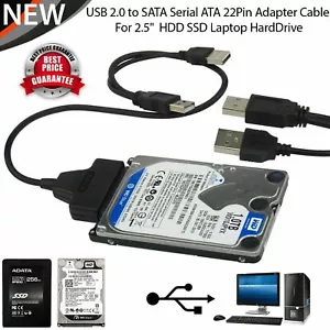 SATA to USB 2.0 Adapter Cable for 2.5" Hard Drive HDD Laptop Data Recovery PC - Picture 1 of 4