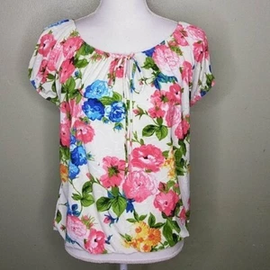 Bauern Boho Festival Top mit Blumenmuster von Lavish - L - Neu mit Etikett - Bild 1 von 8