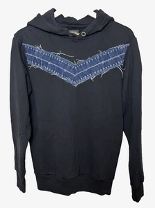 Diesel Hoodie Sweatshirt Herren Medium Schwarz Denim Akzent Distressed Grunge Rock - Bild 1 von 6
