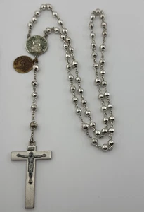 Vintage Creed Sterling Silver Catholic Rosary Crucifix Pendant Necklace - Picture 1 of 18
