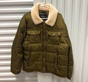 Chaqueta de bombardero acolchada oliva GUESS para hombre cuello polar talla XL - Imagen 1 de 8